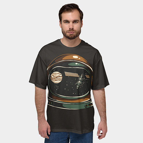 Мужская футболка оверсайз Космос в шлеме скафандра - планета и спутник / 3D-принт – фото 3