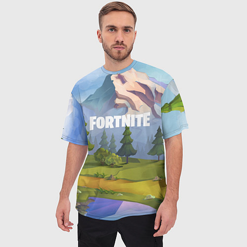 Мужская футболка оверсайз Fortnite: Forest View / 3D-принт – фото 3