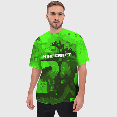 Мужская футболка оверсайз Minecraft: Green World / 3D-принт – фото 3
