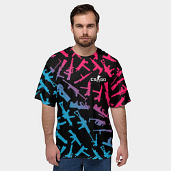 Футболка оверсайз мужская CS:GO Neon Weapons, цвет: 3D-принт — фото 2