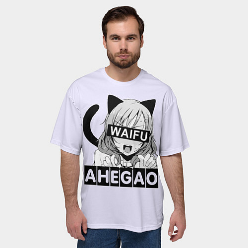 Мужская футболка оверсайз Ahegao Waifu / 3D-принт – фото 3