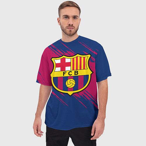 Мужская футболка оверсайз Барселона / 3D-принт – фото 3