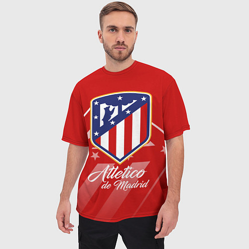 Мужская футболка оверсайз ФК Атлетико Мадрид / 3D-принт – фото 3