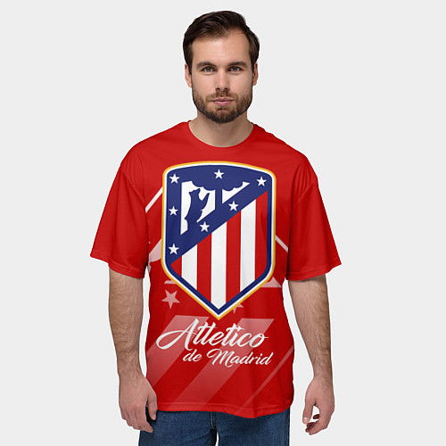 Мужская футболка оверсайз ФК Атлетико Мадрид / 3D-принт – фото 3