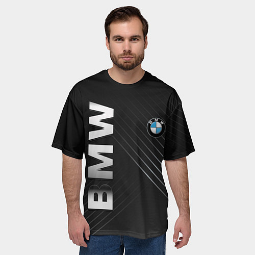 Мужская футболка оверсайз BMW: Steel Line / 3D-принт – фото 3