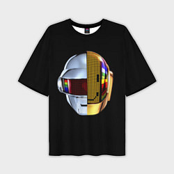 Футболка оверсайз мужская Daft Punk: Smile Helmet, цвет: 3D-принт