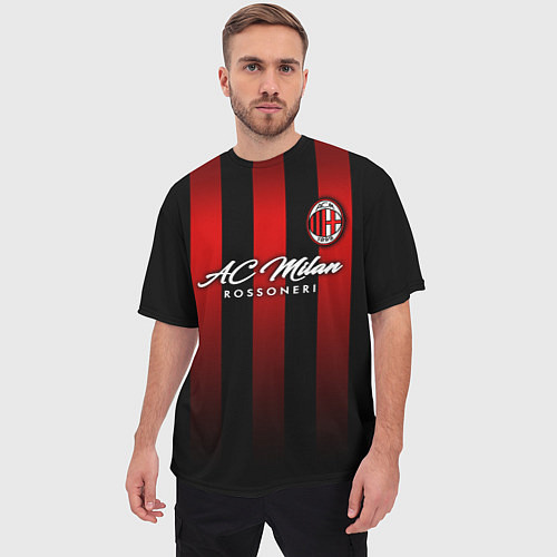 Мужская футболка оверсайз AC Milan / 3D-принт – фото 3