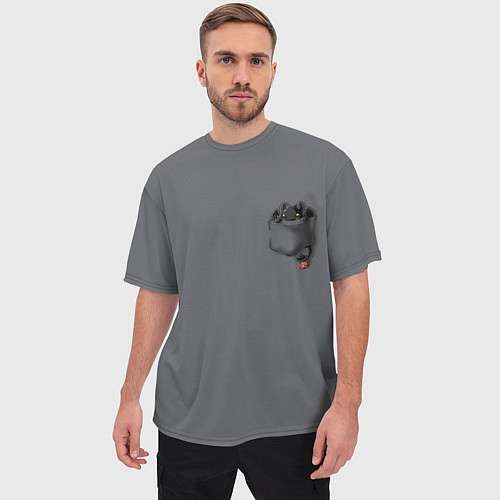 Мужская футболка оверсайз Беззубик в кармане / 3D-принт – фото 3