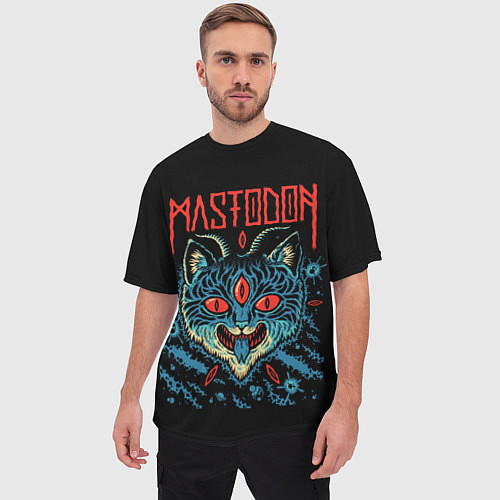 Мужская футболка оверсайз Mastodon: Demonic Cat / 3D-принт – фото 3