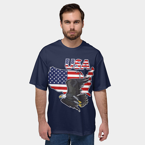 Мужская футболка оверсайз USA - flag and eagle / 3D-принт – фото 3