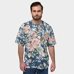 Футболка оверсайз мужская Цветущие розы, цвет: 3D-принт — фото 2