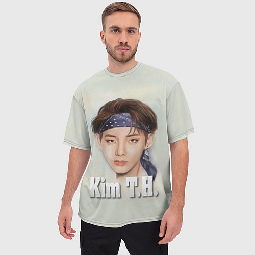 Мужская футболка оверсайз BTS Kim T.H. / 3D-принт – фото 3