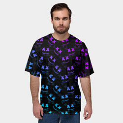 Футболка оверсайз мужская Marshmello: Dark Neon, цвет: 3D-принт — фото 2