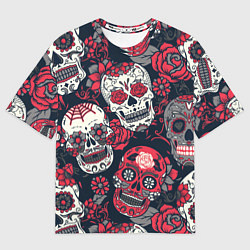 Футболка оверсайз мужская Мексиканские черепа, цвет: 3D-принт