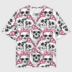 Футболка оверсайз мужская Черепа в розовых платках, цвет: 3D-принт