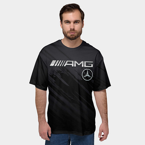 Мужская футболка оверсайз Mercedes AMG / 3D-принт – фото 3