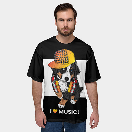 Мужская футболка оверсайз I like music / 3D-принт – фото 3