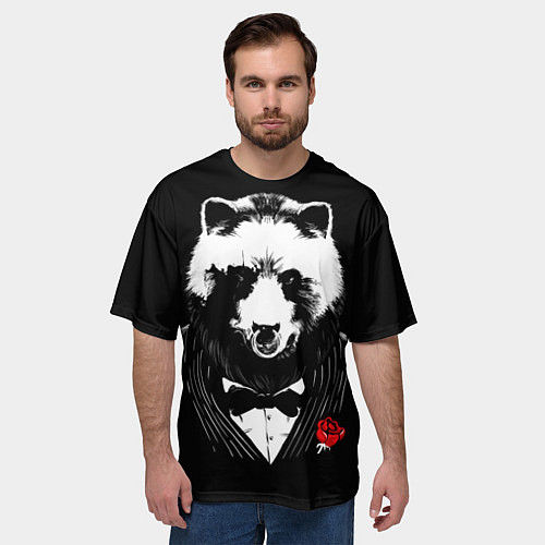Мужская футболка оверсайз Медведь крестный отец / 3D-принт – фото 3