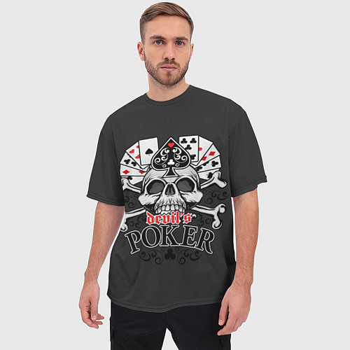 Мужская футболка оверсайз Poker devils / 3D-принт – фото 3