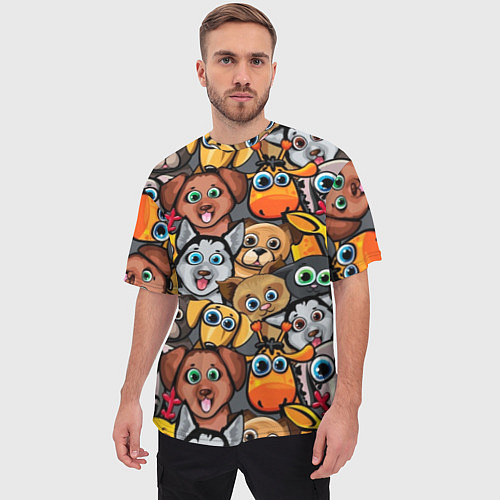 Мужская футболка оверсайз Веселые собаки / 3D-принт – фото 3