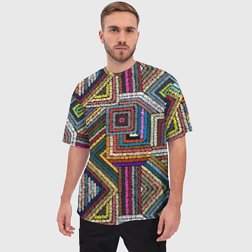 Мужская футболка оверсайз Этнический ковровый орнамент / 3D-принт – фото 3