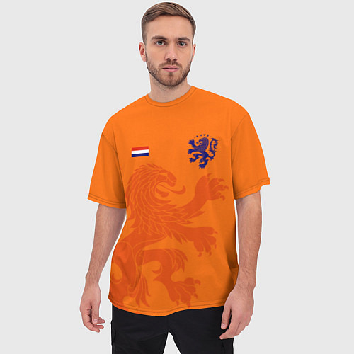 Мужская футболка оверсайз Сборная Голландии / 3D-принт – фото 3