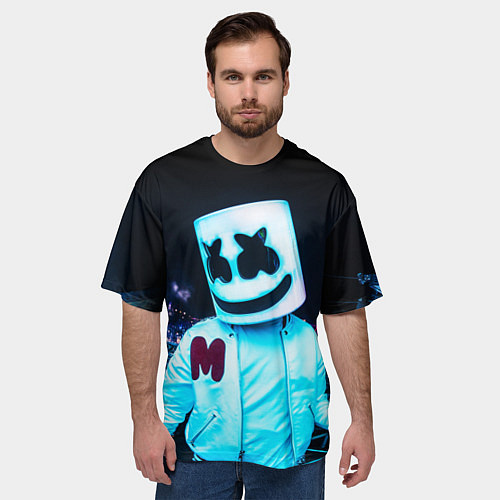 Мужская футболка оверсайз MARSHMELLO / 3D-принт – фото 3