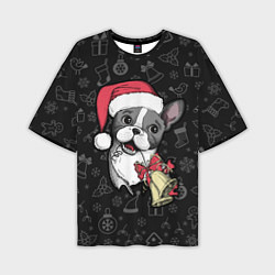 Футболка оверсайз мужская Merry Christmas - french bulldog, цвет: 3D-принт