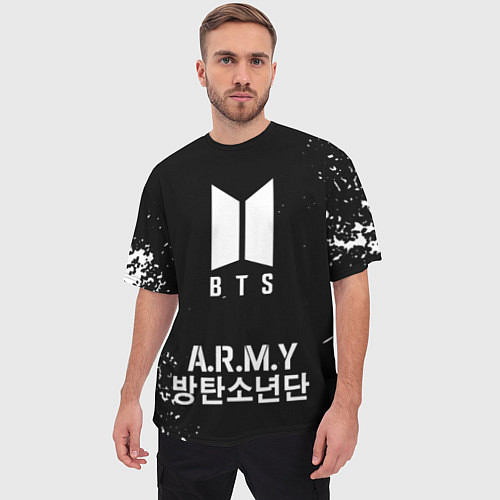 Мужская футболка оверсайз BTS ARMY / 3D-принт – фото 3
