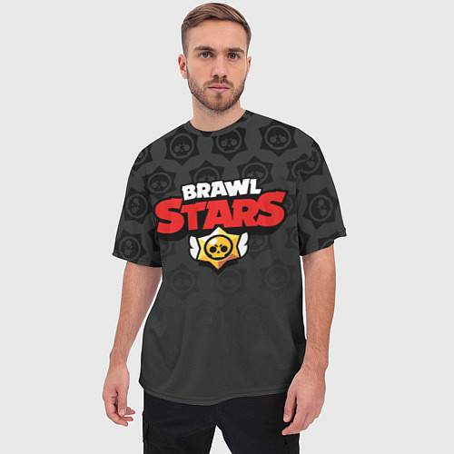 Мужская футболка оверсайз Brawl Stars: Black Team / 3D-принт – фото 3