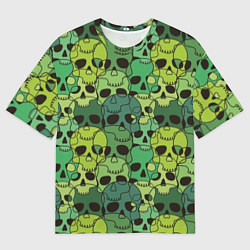 Мужская футболка оверсайз Зеленые черепа - паттерн