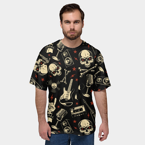 Мужская футболка оверсайз Гранж с черепами / 3D-принт – фото 3