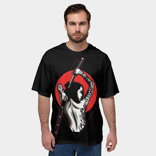 Мужская футболка оверсайз Девушка с мечом / 3D-принт – фото 3