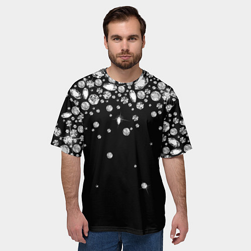 Мужская футболка оверсайз Бриллиантовый дождь / 3D-принт – фото 3