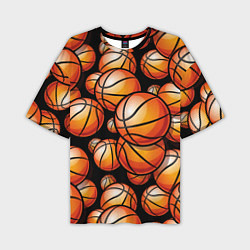 Футболка оверсайз мужская Баскетбольные яркие мячи, цвет: 3D-принт