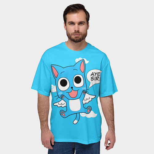 Мужская футболка оверсайз Fairy Tail: Happy / 3D-принт – фото 3