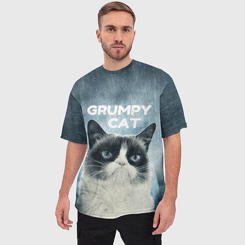 Мужская футболка оверсайз Grumpy Cat / 3D-принт – фото 3