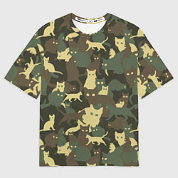 Футболка оверсайз мужская Кошачий камуфляж, цвет: 3D-принт