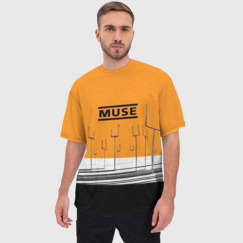 Мужская футболка оверсайз Muse: Orange Mood / 3D-принт – фото 3