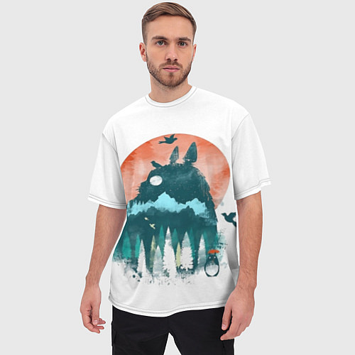 Мужская футболка оверсайз Лесной Тоторо / 3D-принт – фото 3