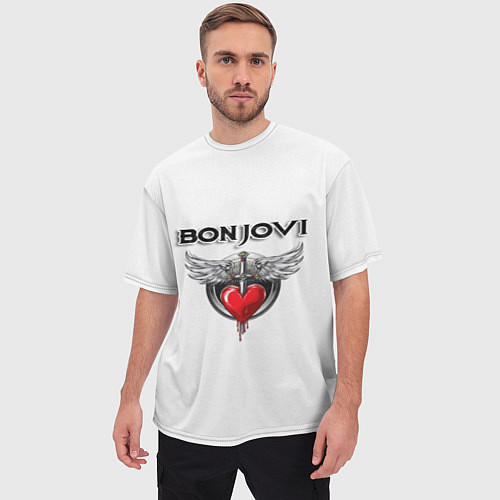 Мужская футболка оверсайз Bon Jovi / 3D-принт – фото 3
