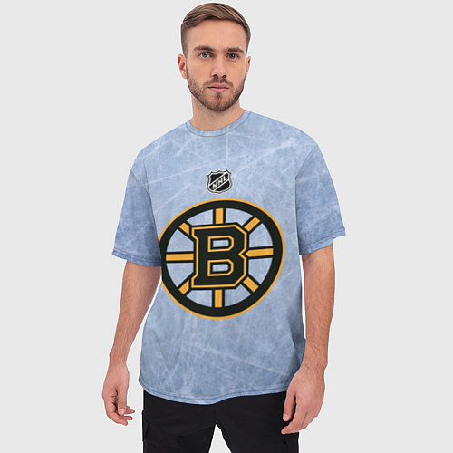 Мужская футболка оверсайз Boston Bruins: Hot Ice / 3D-принт – фото 3