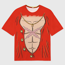 Футболка оверсайз мужская One Piece грудь Луффи со шляпой для косплея, цвет: 3D-принт