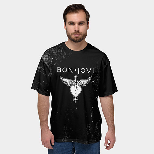 Мужская футболка оверсайз Bon Jovi / 3D-принт – фото 3