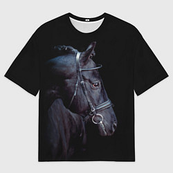Футболка оверсайз мужская Конь вороной, цвет: 3D-принт