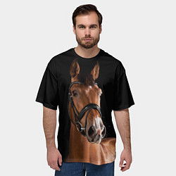 Футболка оверсайз мужская Гнедой жеребец, цвет: 3D-принт — фото 2