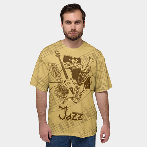 Мужская футболка оверсайз Jazz - musical instruments / 3D-принт – фото 3