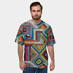 Футболка оверсайз мужская Этнический орнамент вышивка, цвет: 3D-принт — фото 2