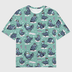 Мужская футболка оверсайз Голуби и червяки