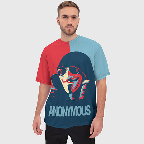 Мужская футболка оверсайз Anonymous поп арт мем / 3D-принт – фото 3